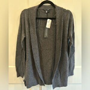 Saks Fifth Avenue Cashmere Gray Open Front Cardigan Small NWT